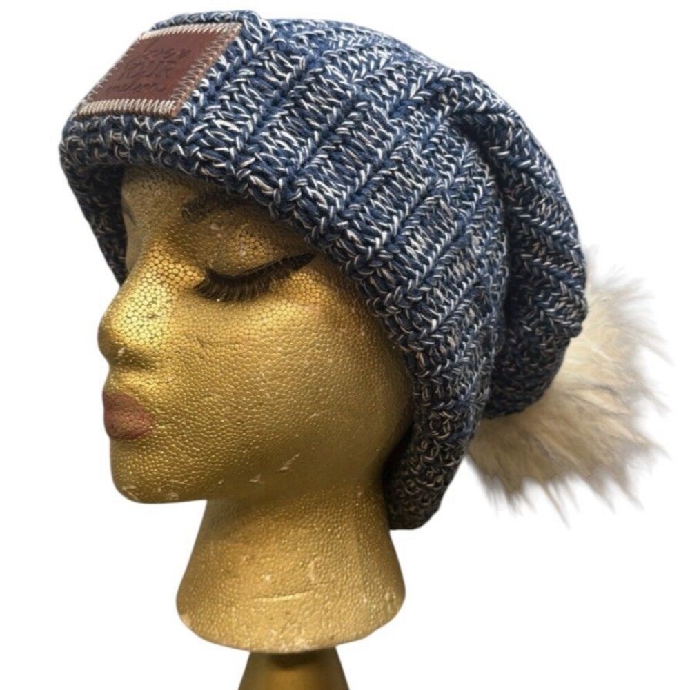 Love Your Melon Bernie Pom Hat Blue White Pom M/L Fit